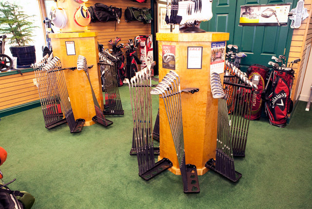 golf clubs in the pro shop
