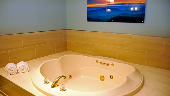Interior photo of Woodstone Meadows condo whirlpool tub