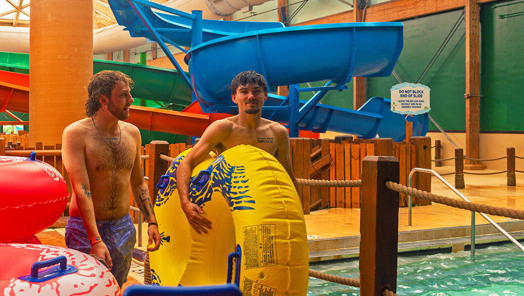 Two male guests at the Massanutten Indoor WaterPark